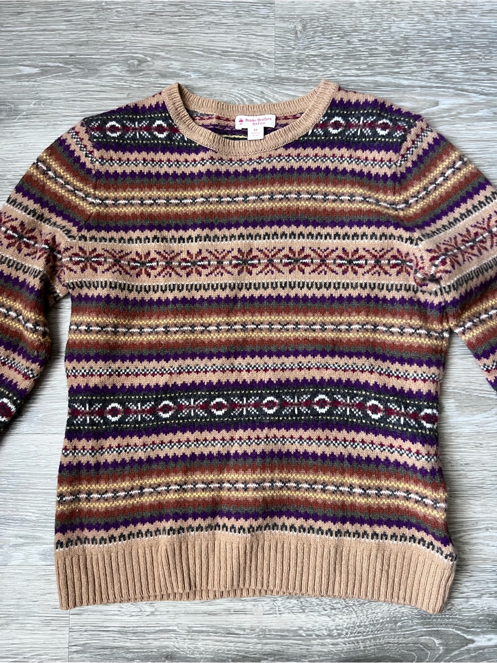 Vintage Brooks Brothers Merino Wool Geometric Sweater
